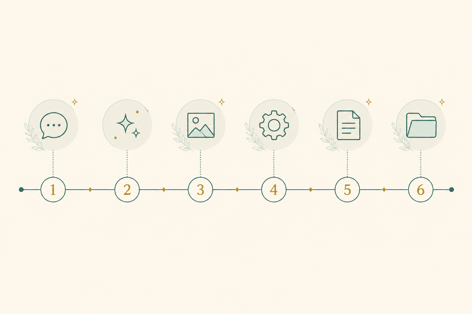 A timeline visualization showing the 12-minute Etsy listing workflow: describe, brief, generate, process, listing copy, deliver