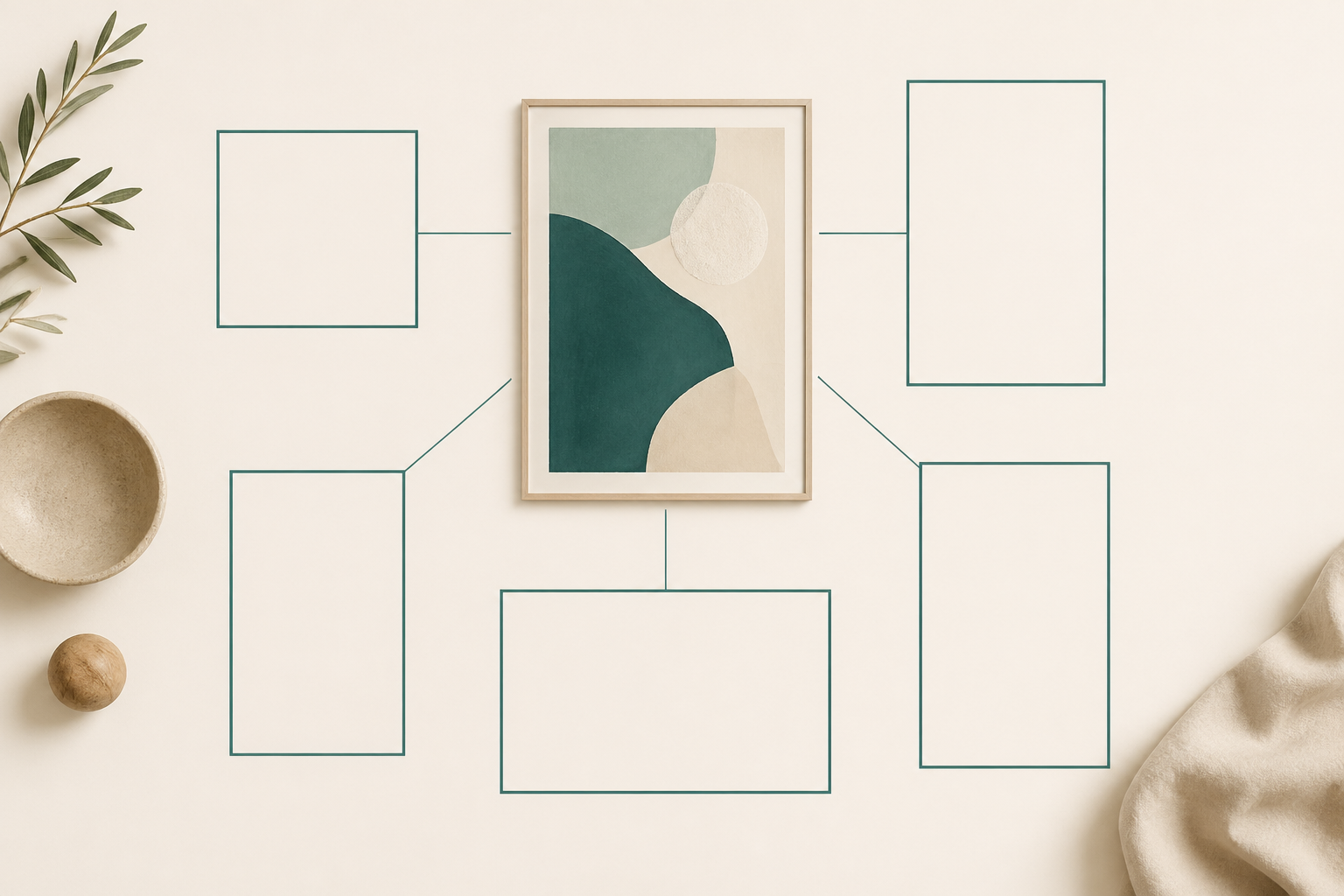 A single source artwork shown alongside its five standard print ratios (2:3, 3:4, 4:5, 11:14, A-series) laid out for an Etsy wall art listing