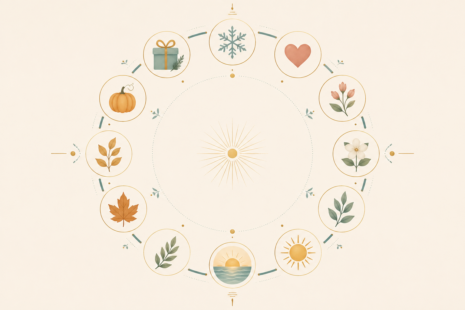 A 12-month Etsy seasonal calendar showing peak-demand niches month by month, from January habit trackers through December Christmas printables