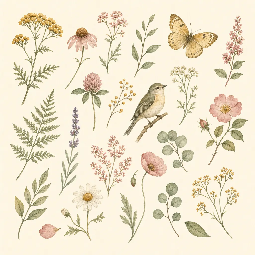 Clipart bundle on cream paper